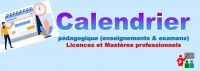 Calendrier pédagogique (enseignements & examens) Licences et Mastères professionnels A.U.:2021-2022