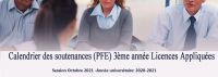 Calendrier des soutenances des mémoires de fin d'études (PFE) 3Licence Appliquée (octobre 2021)- A.U :2020-2021