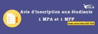 Avis aux nouveaux étudiants retenus au MPF et MPA : ( Inscription Universitaire 2022/2023)